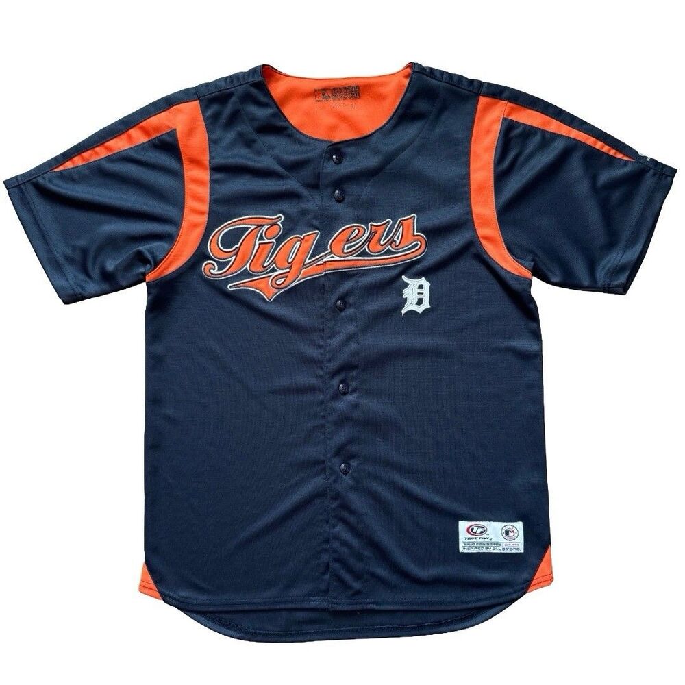 Detroit Tigers True Fan Series MLB Jersey Navy Orange Womens Large